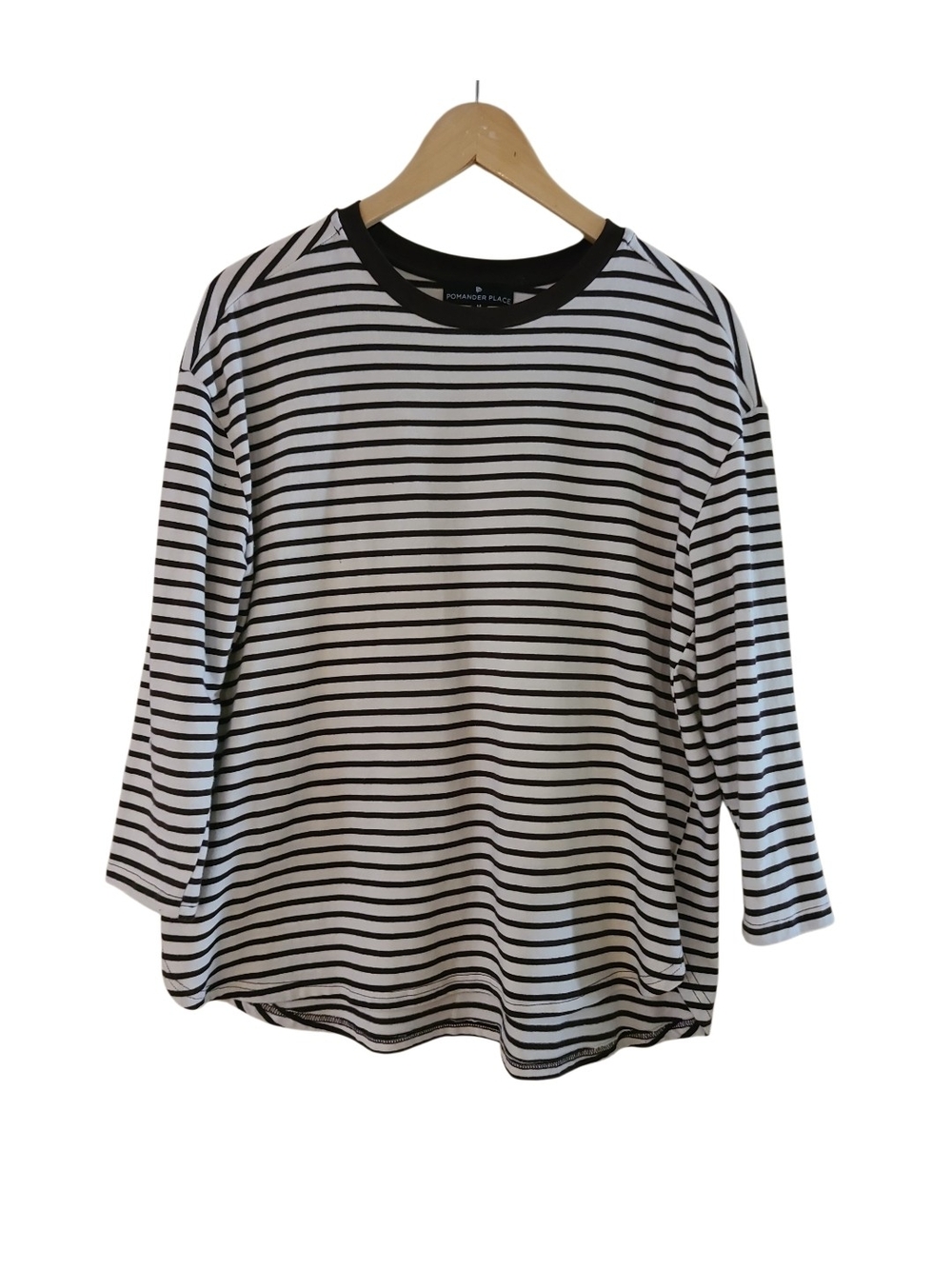 Pomander Place Tuckernuck Brown Striped Popover Knit Shirt Brown Cream - Picture 3 of 16